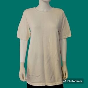 VTG BELFORD Cream Short Sleeve Knit Crew Neck Tunic
